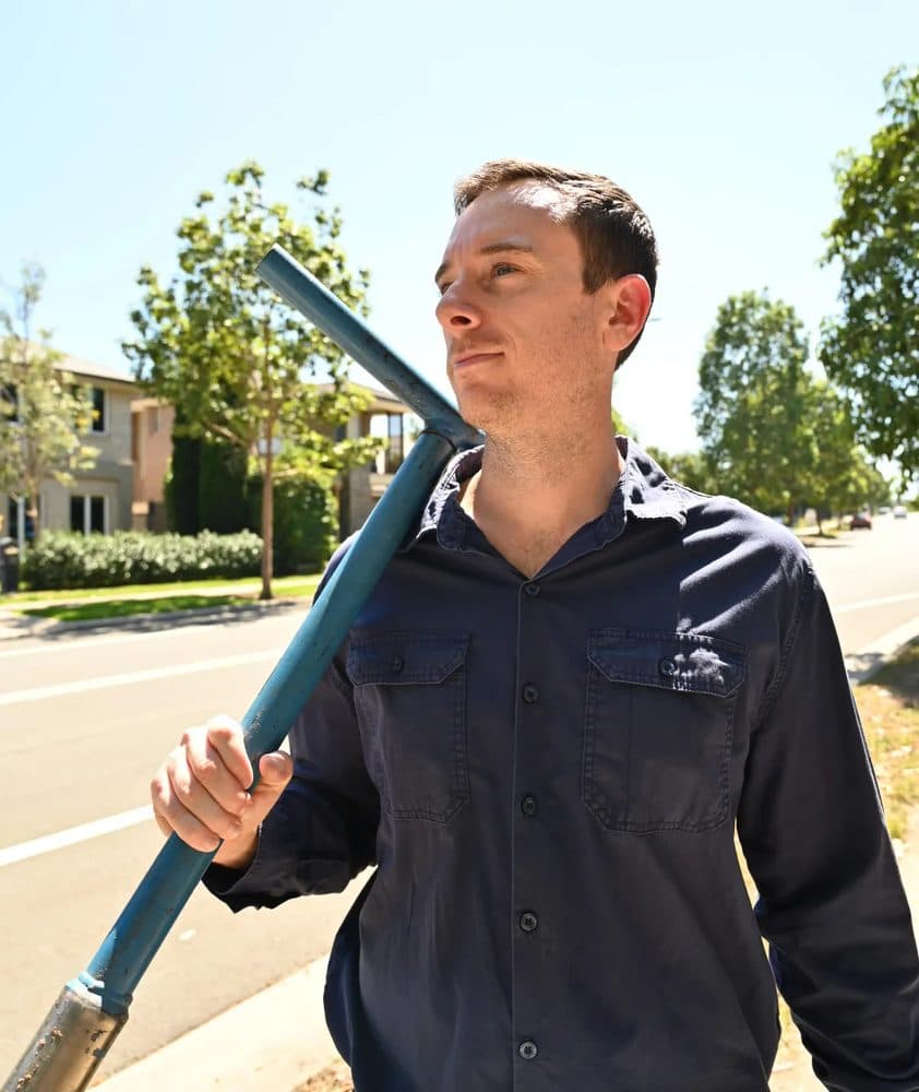 James on site with hand auger